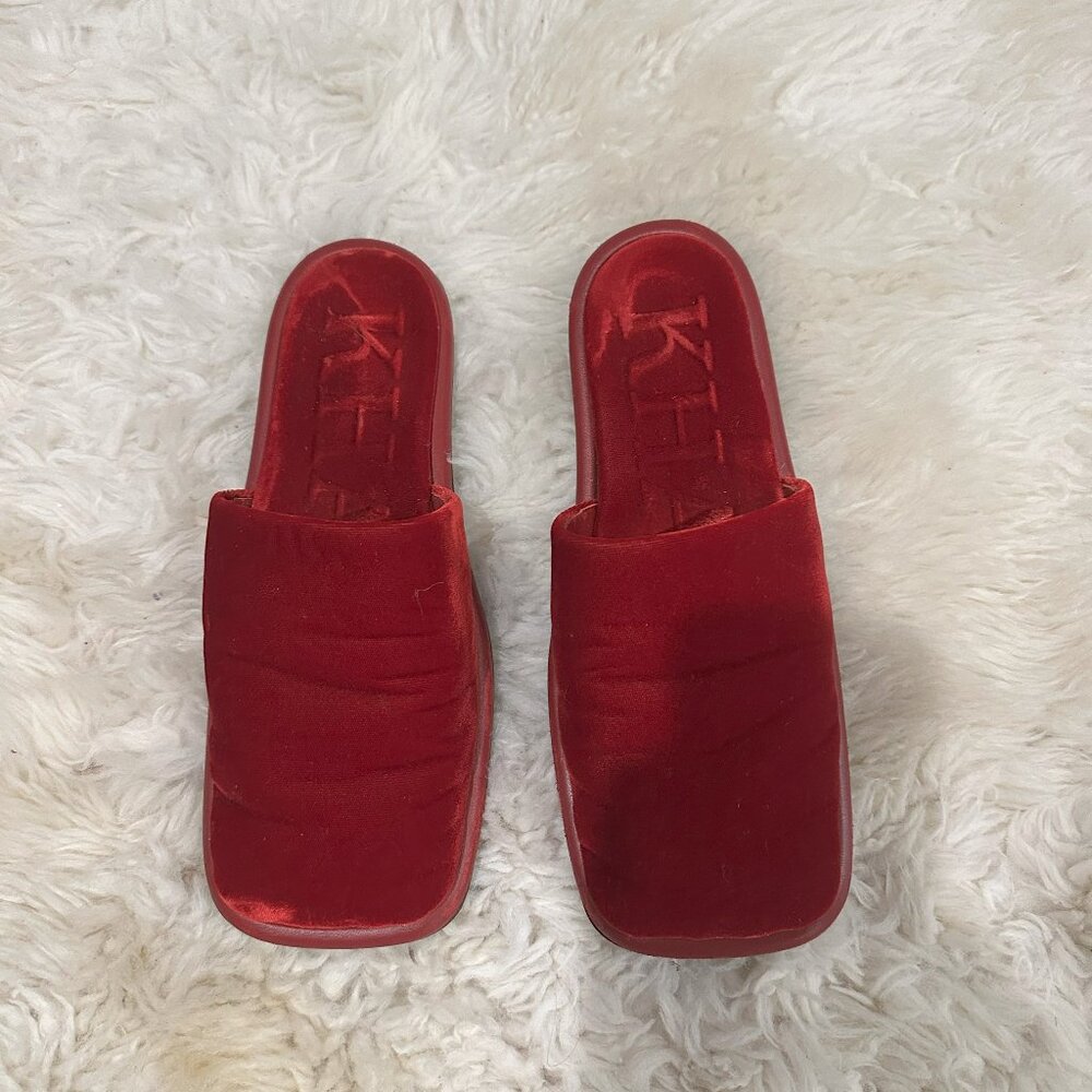 Khaite Monaco Leather Trim Velvet Mules - size 38 1/5